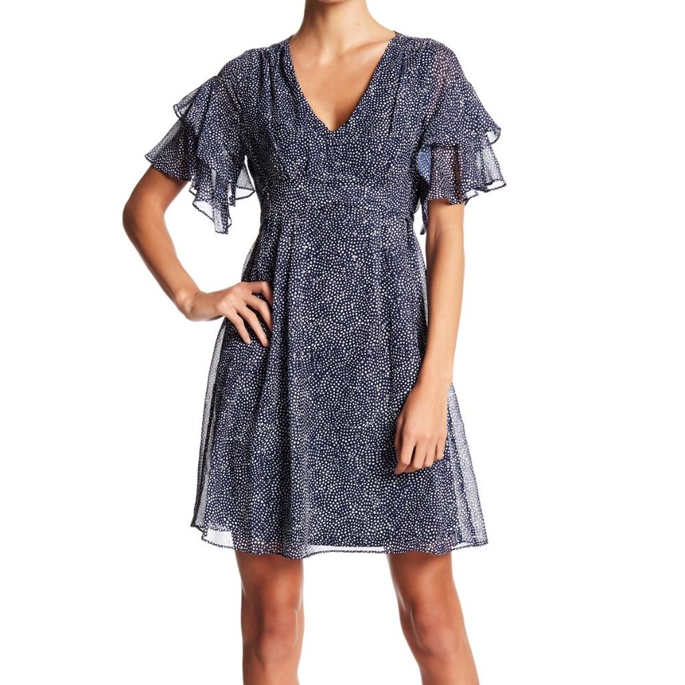 NWT Betsey Johnson Flutter Sleeve Dot Print Dress